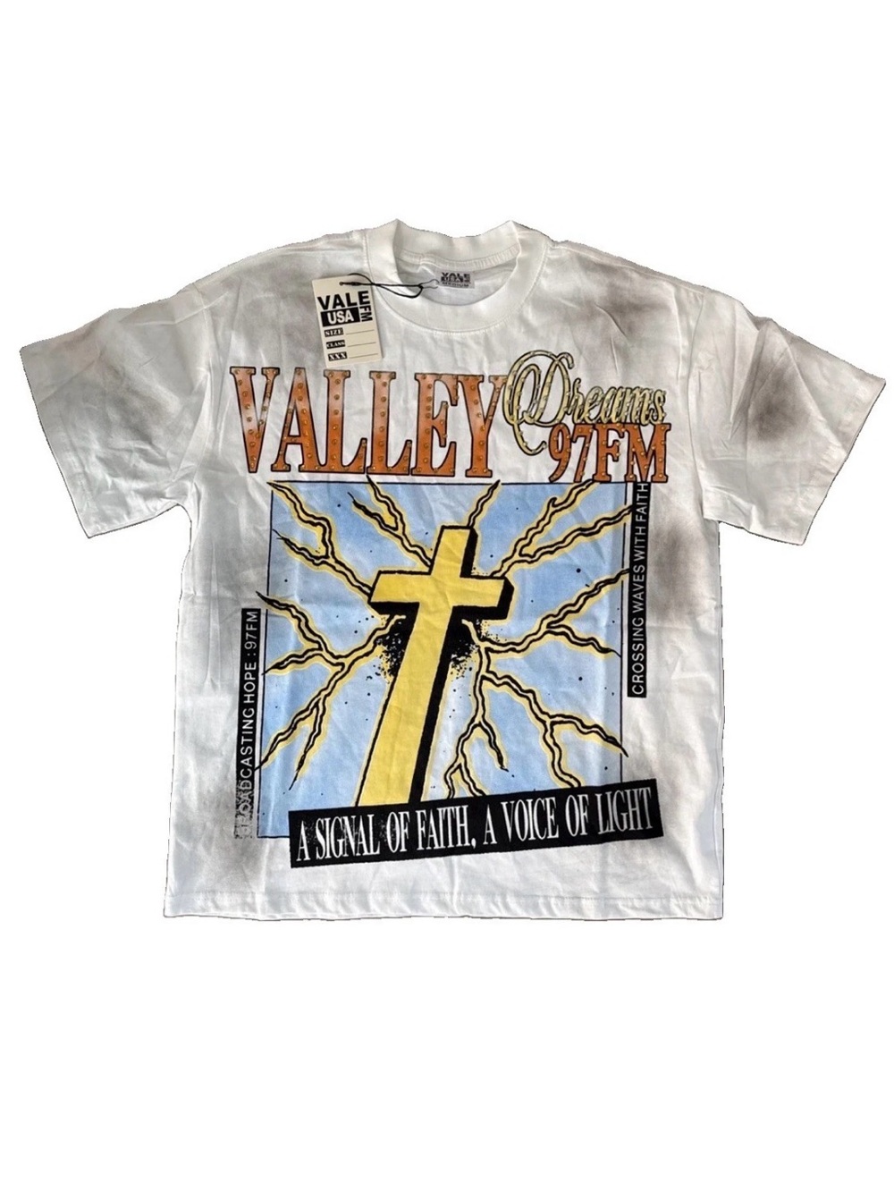 Vale Forever Thunder Cross Bling T-Shirt Dirt White